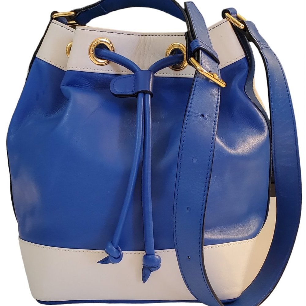 ESCADA Smooth Leather Color-Block Bucket Shoulder Bag
